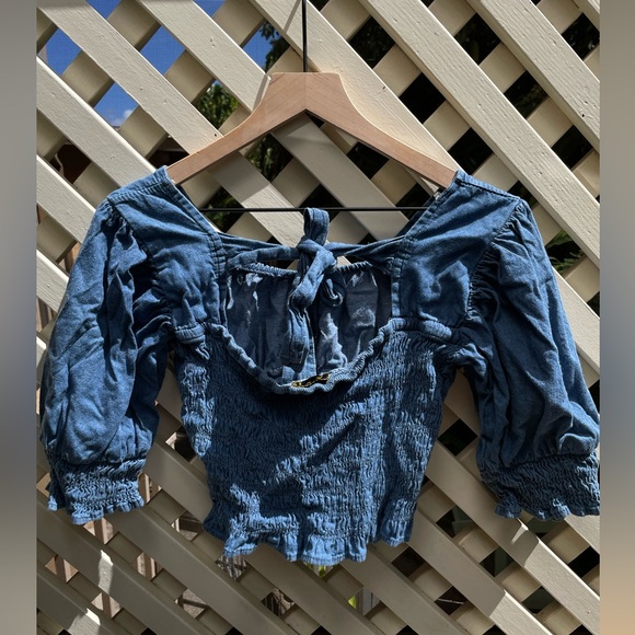 Blue Smocked Women's Top - Picture 2 of 2